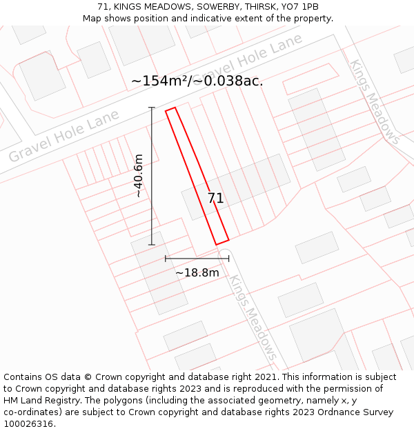71, KINGS MEADOWS, SOWERBY, THIRSK, YO7 1PB: Plot and title map