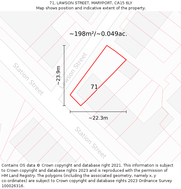 71, LAWSON STREET, MARYPORT, CA15 6LY: Plot and title map