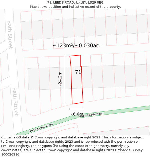71, LEEDS ROAD, ILKLEY, LS29 8EG: Plot and title map