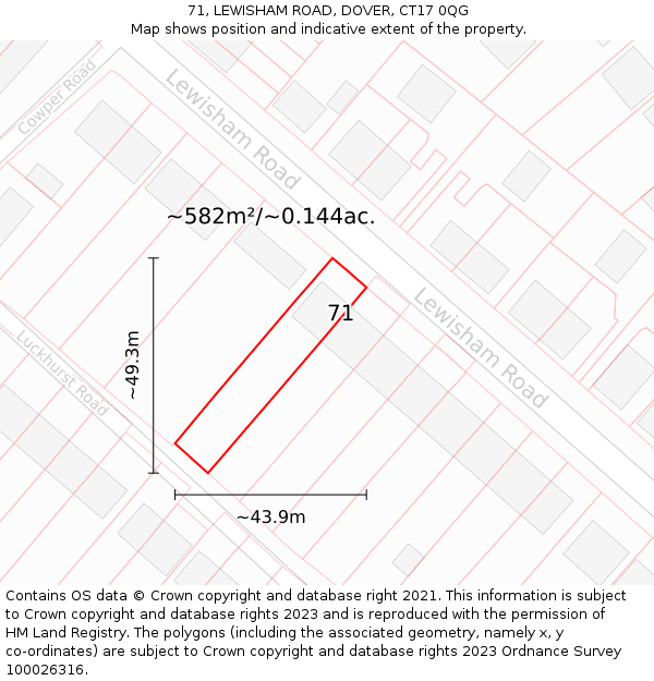 71, LEWISHAM ROAD, DOVER, CT17 0QG: Plot and title map