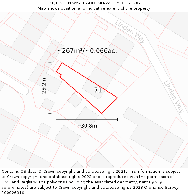 71, LINDEN WAY, HADDENHAM, ELY, CB6 3UG: Plot and title map