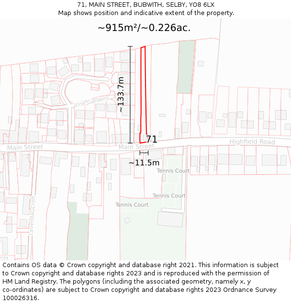 71, MAIN STREET, BUBWITH, SELBY, YO8 6LX: Plot and title map
