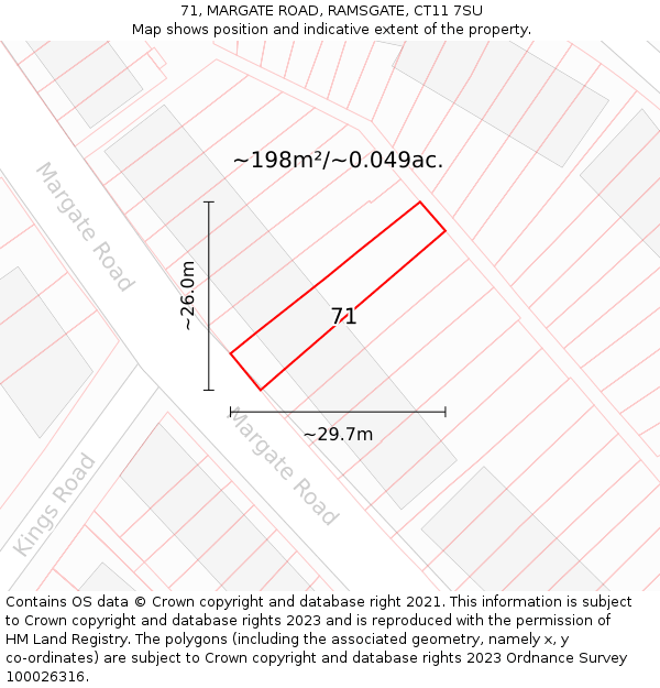 71, MARGATE ROAD, RAMSGATE, CT11 7SU: Plot and title map