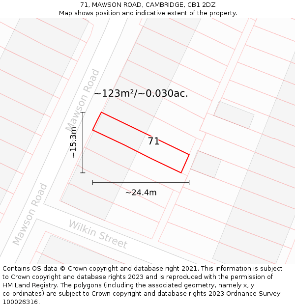 71, MAWSON ROAD, CAMBRIDGE, CB1 2DZ: Plot and title map