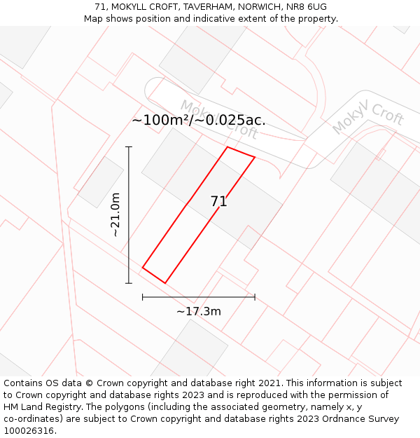 71, MOKYLL CROFT, TAVERHAM, NORWICH, NR8 6UG: Plot and title map
