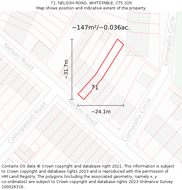 71, NELSON ROAD, WHITSTABLE, CT5 1DX: Plot and title map
