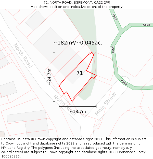 71, NORTH ROAD, EGREMONT, CA22 2PR: Plot and title map