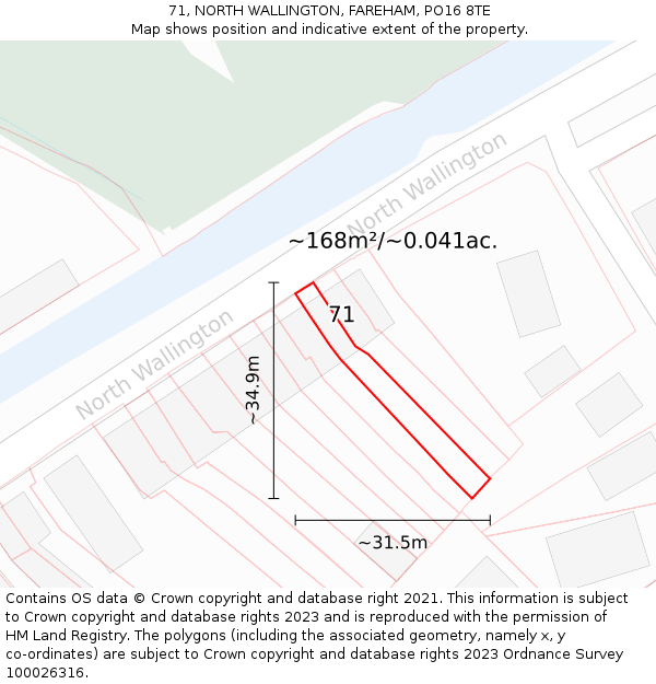 71, NORTH WALLINGTON, FAREHAM, PO16 8TE: Plot and title map