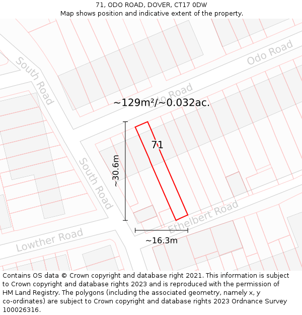 71, ODO ROAD, DOVER, CT17 0DW: Plot and title map