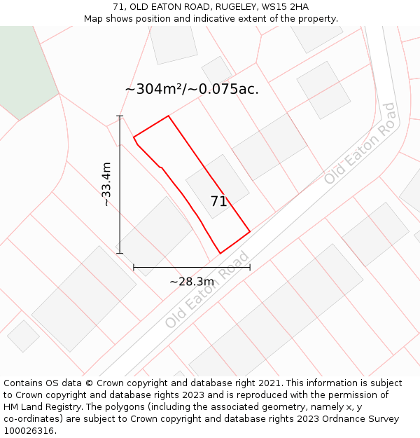 71, OLD EATON ROAD, RUGELEY, WS15 2HA: Plot and title map