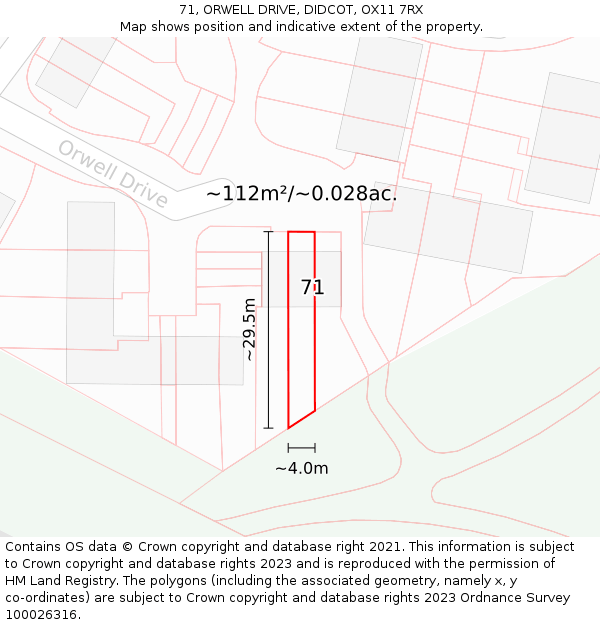 71, ORWELL DRIVE, DIDCOT, OX11 7RX: Plot and title map