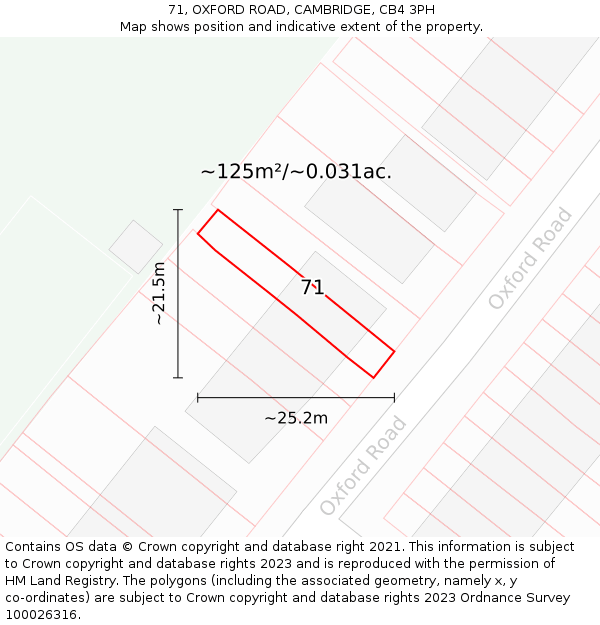 71, OXFORD ROAD, CAMBRIDGE, CB4 3PH: Plot and title map