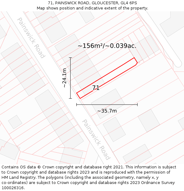 71, PAINSWICK ROAD, GLOUCESTER, GL4 6PS: Plot and title map