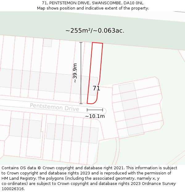 71, PENTSTEMON DRIVE, SWANSCOMBE, DA10 0NL: Plot and title map
