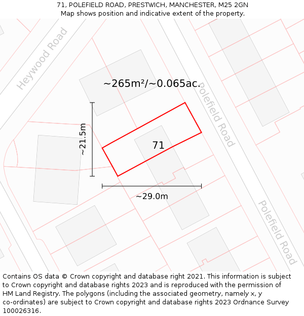 71, POLEFIELD ROAD, PRESTWICH, MANCHESTER, M25 2GN: Plot and title map