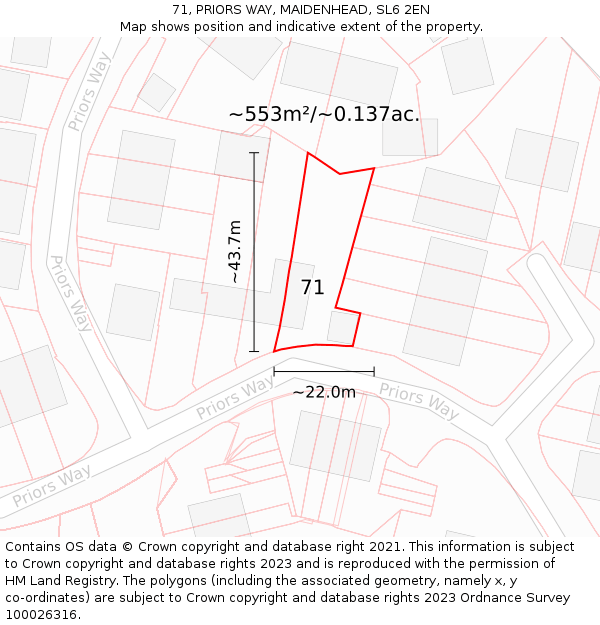 71, PRIORS WAY, MAIDENHEAD, SL6 2EN: Plot and title map