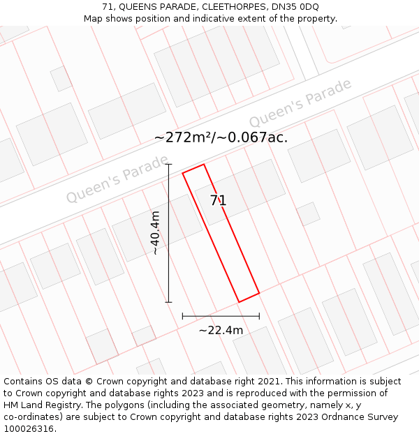 71, QUEENS PARADE, CLEETHORPES, DN35 0DQ: Plot and title map
