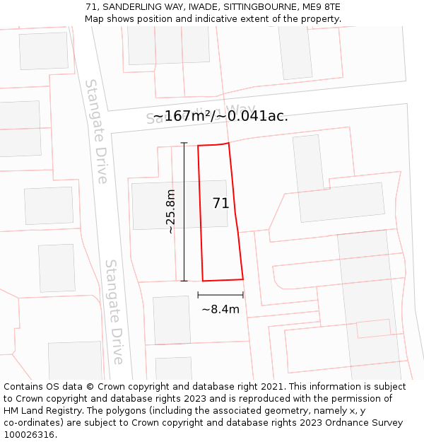 71, SANDERLING WAY, IWADE, SITTINGBOURNE, ME9 8TE: Plot and title map