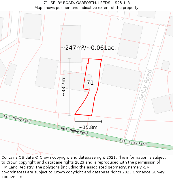 71, SELBY ROAD, GARFORTH, LEEDS, LS25 1LR: Plot and title map