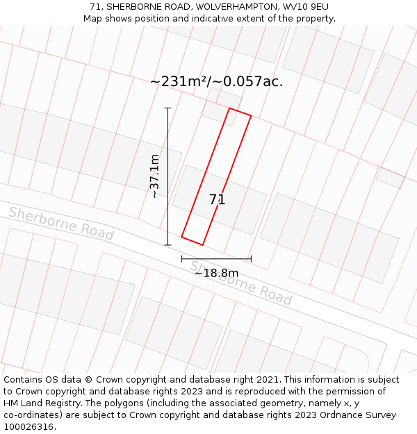 71, SHERBORNE ROAD, WOLVERHAMPTON, WV10 9EU: Plot and title map