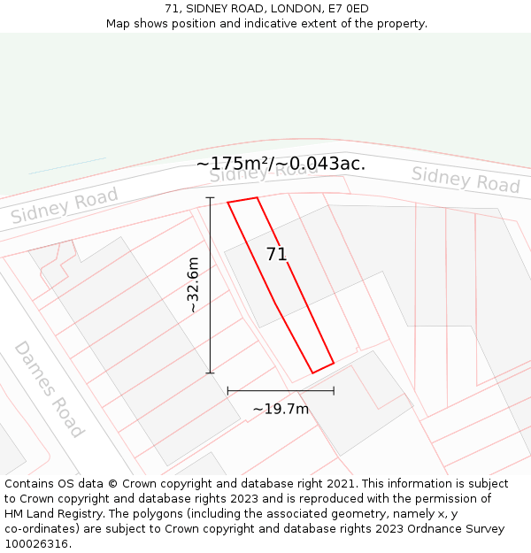 71, SIDNEY ROAD, LONDON, E7 0ED: Plot and title map