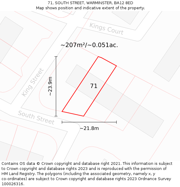 71, SOUTH STREET, WARMINSTER, BA12 8ED: Plot and title map