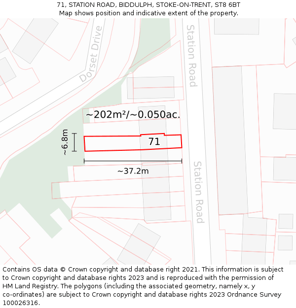 71, STATION ROAD, BIDDULPH, STOKE-ON-TRENT, ST8 6BT: Plot and title map