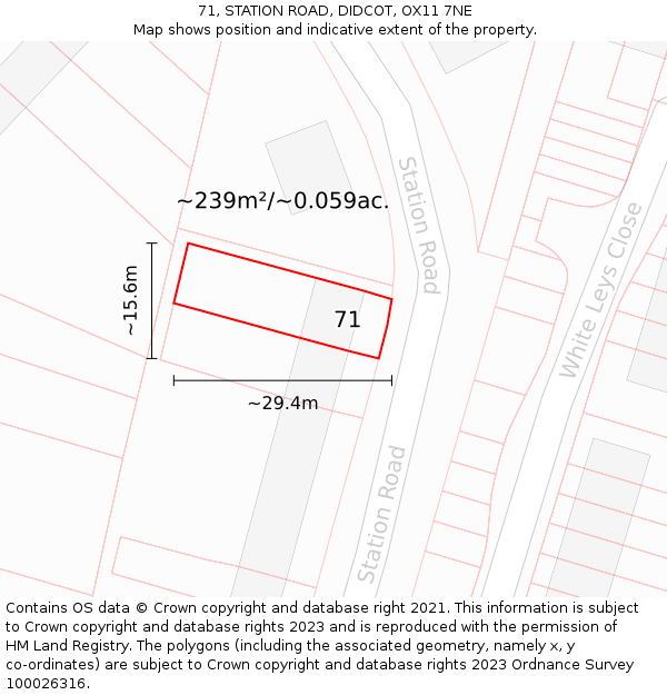 71, STATION ROAD, DIDCOT, OX11 7NE: Plot and title map