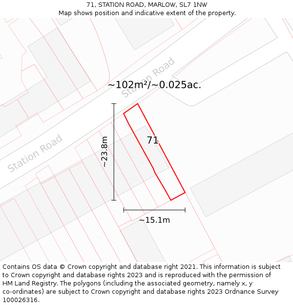 71, STATION ROAD, MARLOW, SL7 1NW: Plot and title map