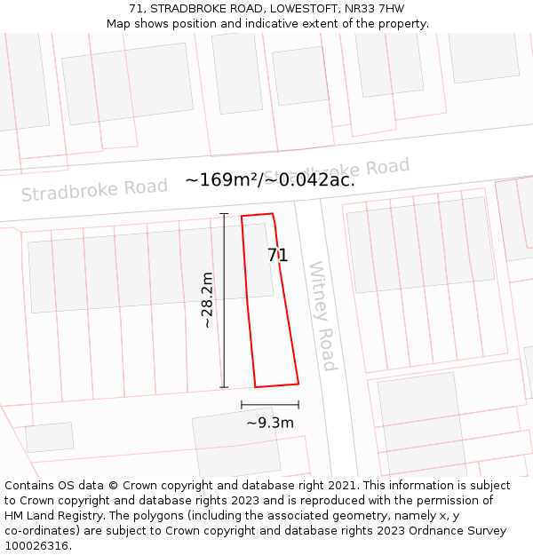 71, STRADBROKE ROAD, LOWESTOFT, NR33 7HW: Plot and title map