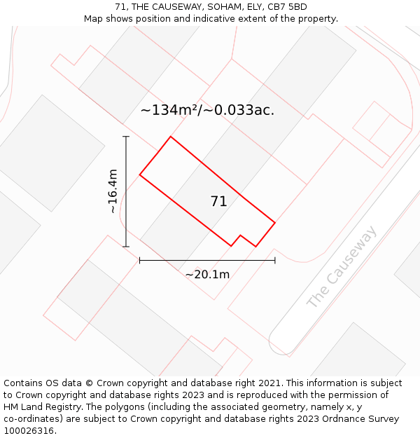 71, THE CAUSEWAY, SOHAM, ELY, CB7 5BD: Plot and title map