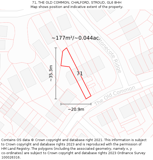 71, THE OLD COMMON, CHALFORD, STROUD, GL6 8HH: Plot and title map