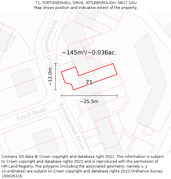71, TORTOISESHELL DRIVE, ATTLEBOROUGH, NR17 1GU: Plot and title map