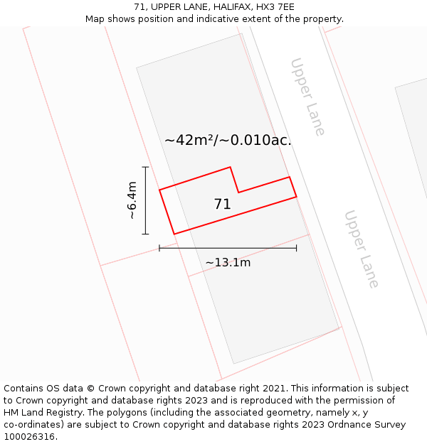 71, UPPER LANE, HALIFAX, HX3 7EE: Plot and title map