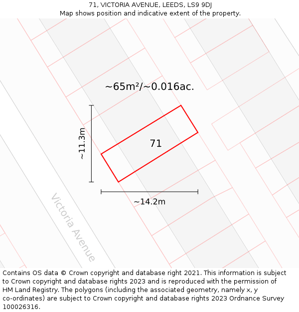 71, VICTORIA AVENUE, LEEDS, LS9 9DJ: Plot and title map