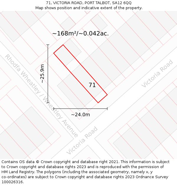 71, VICTORIA ROAD, PORT TALBOT, SA12 6QQ: Plot and title map