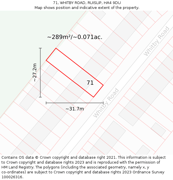 71, WHITBY ROAD, RUISLIP, HA4 9DU: Plot and title map