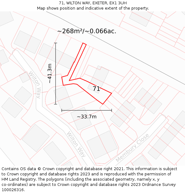 71, WILTON WAY, EXETER, EX1 3UH: Plot and title map