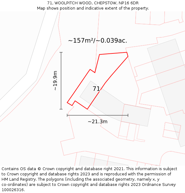 71, WOOLPITCH WOOD, CHEPSTOW, NP16 6DR: Plot and title map