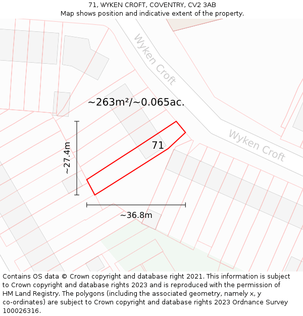 71, WYKEN CROFT, COVENTRY, CV2 3AB: Plot and title map