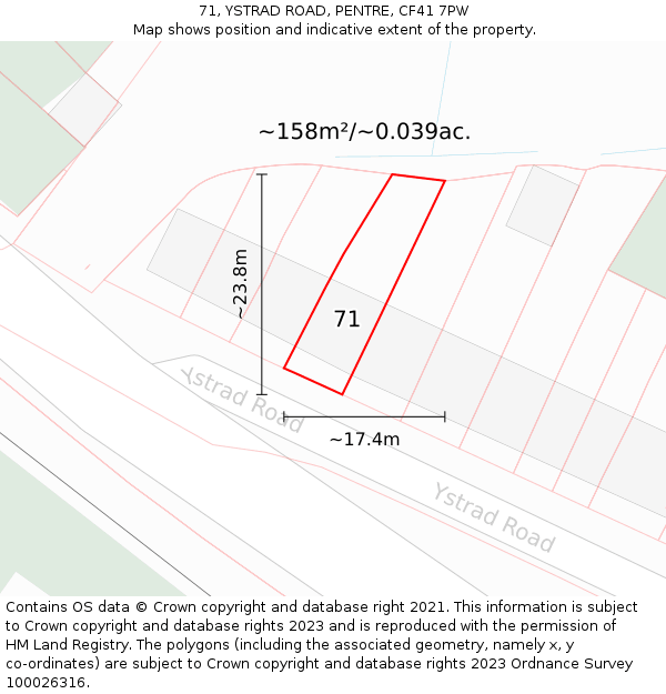 71, YSTRAD ROAD, PENTRE, CF41 7PW: Plot and title map