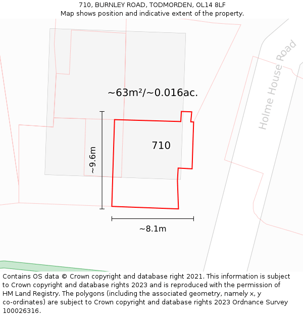 710, BURNLEY ROAD, TODMORDEN, OL14 8LF: Plot and title map