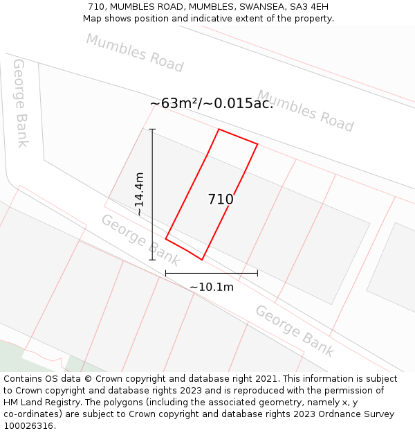 710, MUMBLES ROAD, MUMBLES, SWANSEA, SA3 4EH: Plot and title map