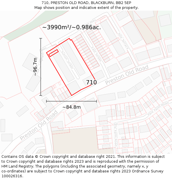710, PRESTON OLD ROAD, BLACKBURN, BB2 5EP: Plot and title map