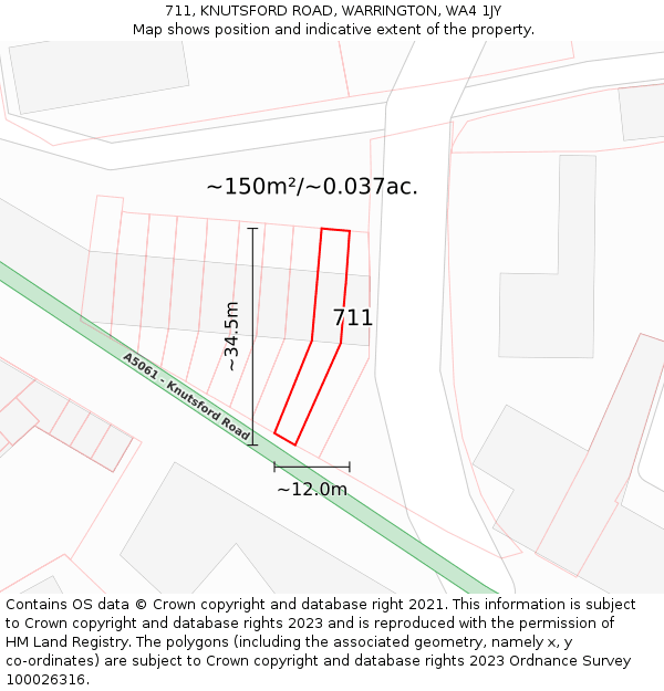 711, KNUTSFORD ROAD, WARRINGTON, WA4 1JY: Plot and title map