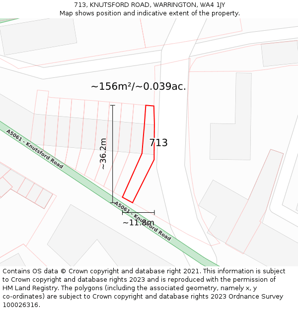 713, KNUTSFORD ROAD, WARRINGTON, WA4 1JY: Plot and title map