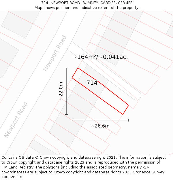714, NEWPORT ROAD, RUMNEY, CARDIFF, CF3 4FF: Plot and title map
