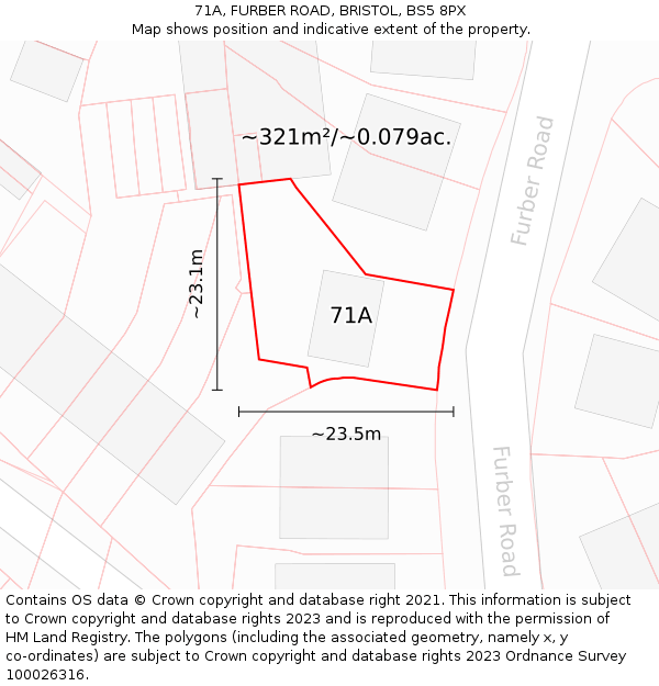 71A, FURBER ROAD, BRISTOL, BS5 8PX: Plot and title map
