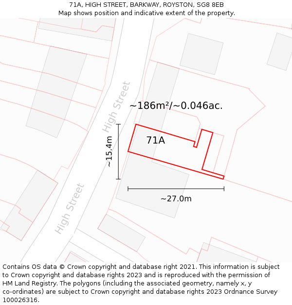 71A, HIGH STREET, BARKWAY, ROYSTON, SG8 8EB: Plot and title map