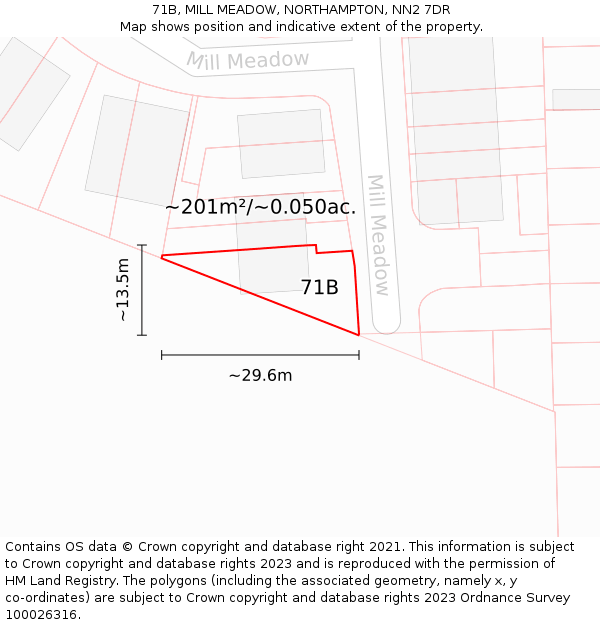 71B, MILL MEADOW, NORTHAMPTON, NN2 7DR: Plot and title map